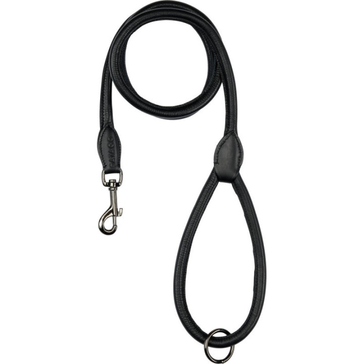 CATAGO Leather Round Dog Leash, Black, 1,5 m,