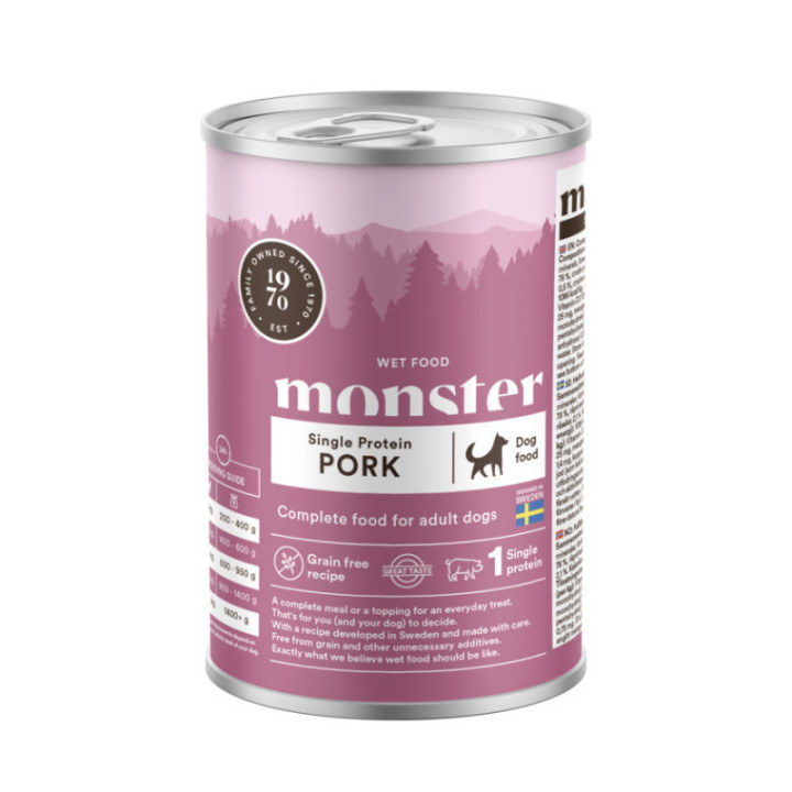 Monster Hund Vuxen Singelprotein Fläsk Burk 400 g