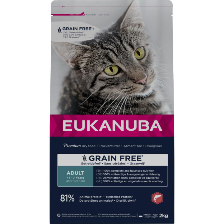 Eukanuba Katt Vuxen Spannmålsfri lax 2 kg