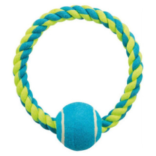 Flossring 18 cm m tennisboll 6,4 cm, lime/petrol