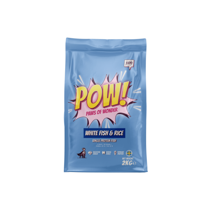 POW! Hund Vuxen Vit Fisk 2 kg